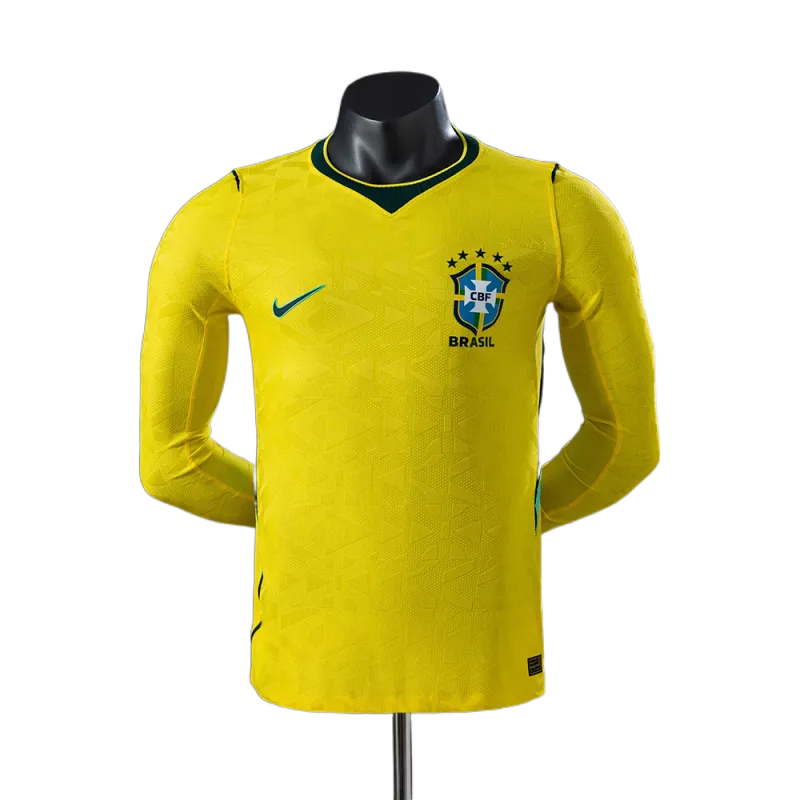 Wereldkampioenschap 2026 Brazilië Lange Mouw Jersey Thuisversie Speler
