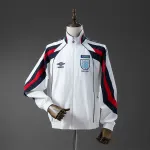 Giacca a vento retro della Coppa del Mondo 1998 dell'Inghilterra, bianco Inghilterra 1998 World Cup Retro Windbreaker White