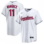 Maglia da giocatore replica Nike da casa di José Ramírez dei Cleveland Guardians - Bianca Maglia da gioco replica Nike da casa di José Ramírez dei Cleveland Guardians – Bianca