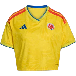 Front view: Colombia Jersey 2026 Women Cropped World Cup Home, highlighting the team crest and vibrant design.