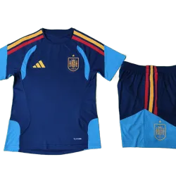 Front view of 2026 Spain Youth Training Kit Player Version Blue, displaying team crest.