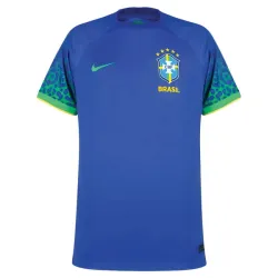 2022 Brazil Jersey Away - product photo World Cup 2022 Brazil Away Jersey Blue front view with crest and pattern details.