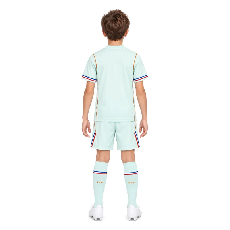 France Youth Jersey 2026 World Cup Away - AI model preview, back view, socks optional; boots for styling