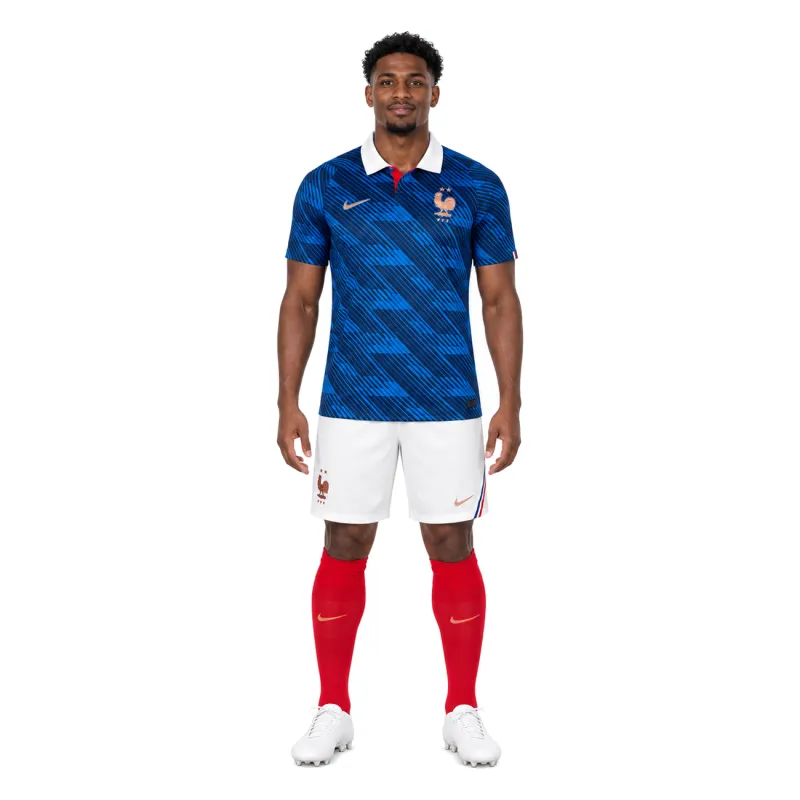 2026 France Home Jersey kit - AI model preview, front view, socks optional; boots for styling