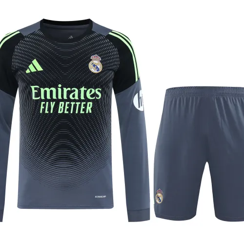 2025/26 Camisola de guarda-redes do Real Madrid Manga comprida Kit cinzento
