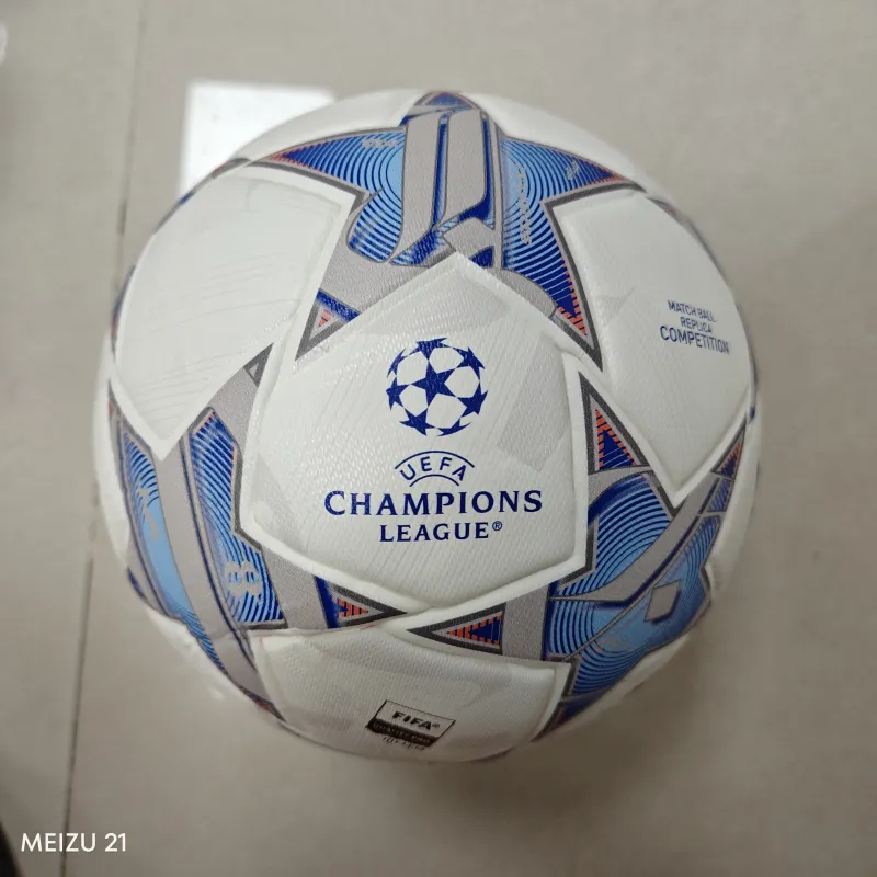 UCL COMPETITION 2023/24 GROUP STAGE Football white silver metallic bright cyan royal blue