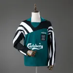 Liverpool 1995/96 Retro Drill Top manica lunga nero verde Liverpool 1995/96 Retro Drill Top Long Sleeve Nero Verde
