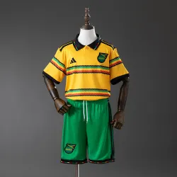 Jamaica 2026 World Cup Home Kids Kit Jersey - product photo Jamaica 2026 World Cup Home Kids Kit Jersey, front view with team crest.