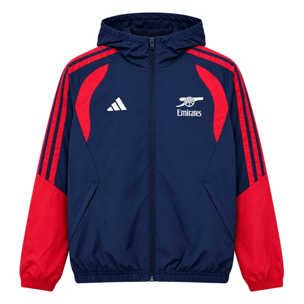 26/27 Arsenal Dark Blue Windbreaker Jacket - Front View