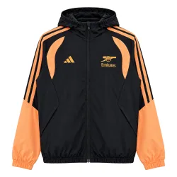26/27 Arsenal Black Windbreaker Jacket - Front View