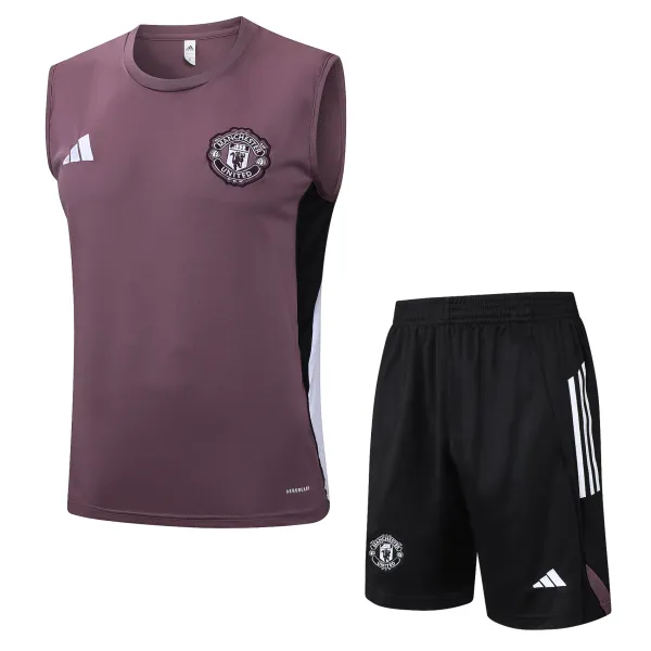2025/26 Manchester United Sleeveless Training Kit Grayish Purple - A-Grade Quality Detail View