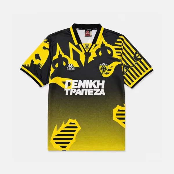1997/98 AEK Athens Home Retro Jersey black and yellow front view