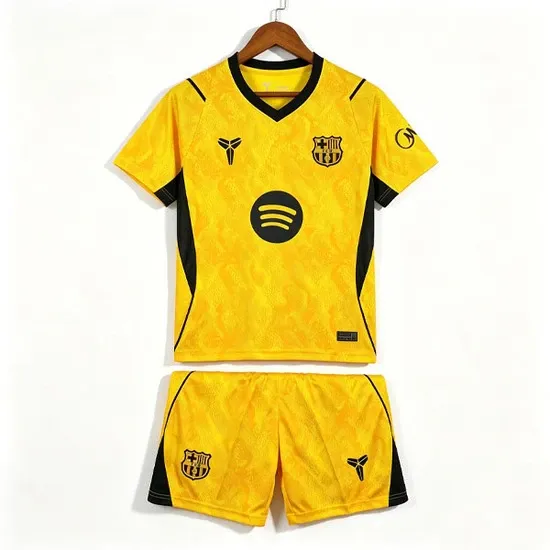 26/27 Barcelona Goalkeeper Kids Kit – Yellow - A-Grade Quality Detail View