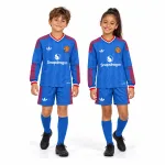 26/27 Manchester United Away Long Sleeve Kids Kit — front full-body view worn by boy and girl