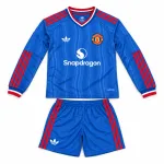 26/27 Manchester United Away Long Sleeve Kids Kit — front flat lay