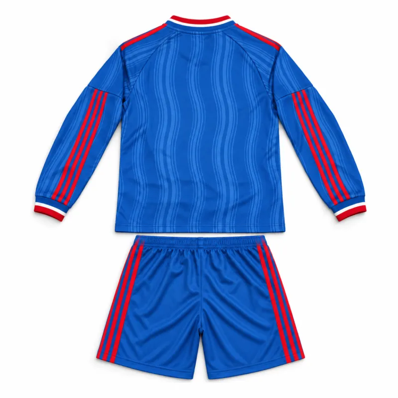 26/27 Manchester United Away Long Sleeve Kids Kit — back flat lay