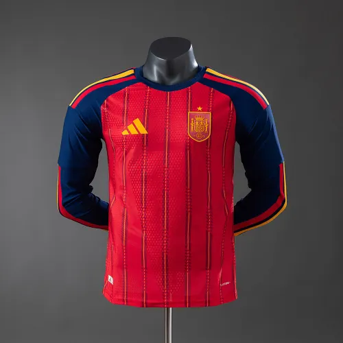 Spain 2026 Home Long-Sleeve Player Version Men's Jerseys