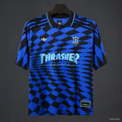 Maillot à carreaux bleus Argentine 2026 x Thrasher x AFA - photo du produit 16,99 $ US - Maillot à carreaux bleus Argentine x Thrasher x AFA 2026