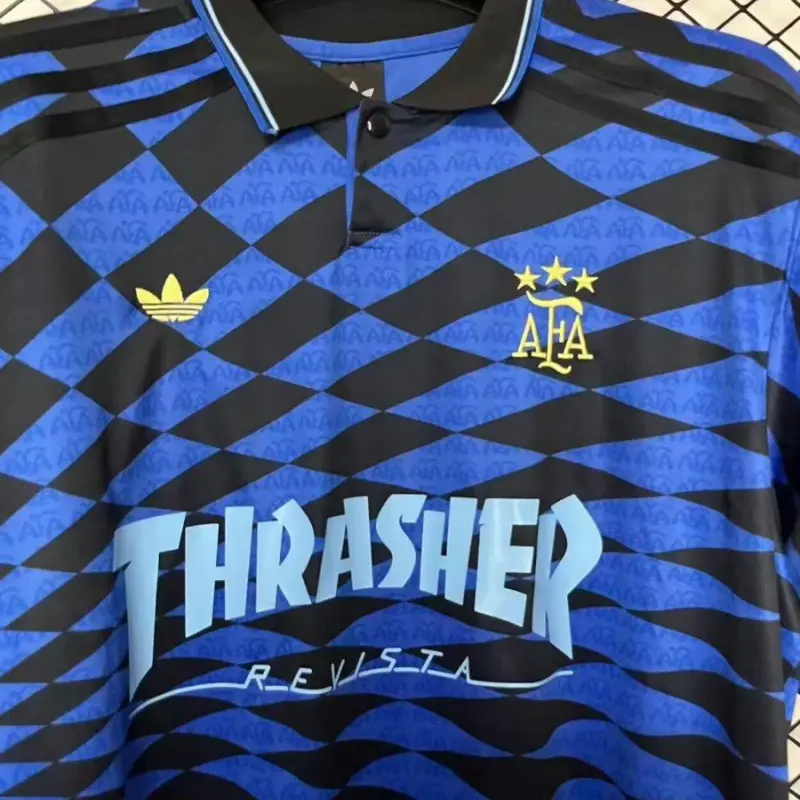 Maglia a quadri blu Argentina x Thrasher x AFA 2026