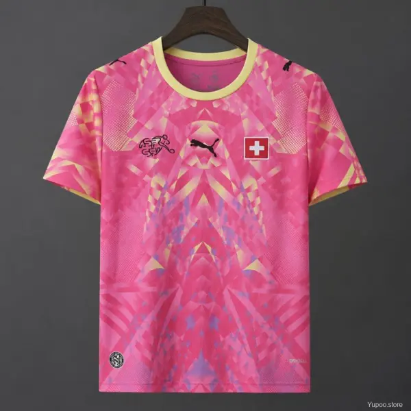 2026 Switzerland World Cup Pink Goalkeeper Jersey - A-Grade Quality Detail View