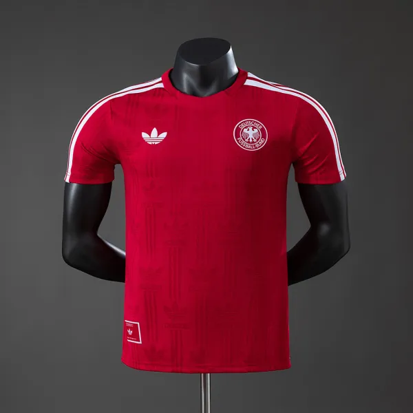 2026 Duitsland Rood OG Player-versie trainingsshirt – A-kwaliteit, detailweergave