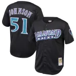 Maglia nera con bottoni in rete "Cooperstown" di Randy Johnson degli Arizona Diamondbacks Maglia nera con bottoni in rete "Cooperstown" di Randy Johnson degli Arizona Diamondbacks