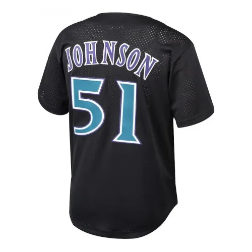 Arizona Diamondbacks Randy Johnson Zwart Cooperstown Mesh Button-Up Jersey