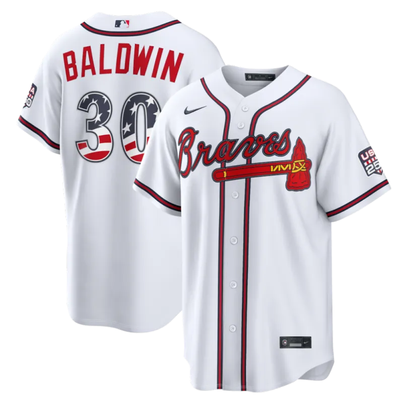 Drake Baldwin Atlanta Braves Nike USA 250 Fourth of July Home Stadium Jersey – White