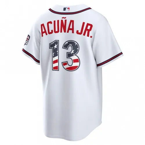 Ronald Acuña Jr. Atlanta Braves Nike USA 250 Fourth of July Home Stadium Jersey – White