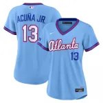 Ronald Acuña Jr. Atlanta Braves Nike Women's 2026 City Connect Stadium Jersey - Powder Blue Ronald Acuña Jr. Atlanta Braves Nike Women’s 2026 City Connect Stadium Jersey – Powder Blue