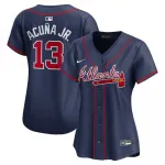 Camisola de jogador alternativa limitada da Nike para mulher, de Ronald Acuña Jr. dos Atlanta Braves – Azul-marinho Ronald Acuña Jr. Atlanta Braves Nike Women’s Alternate Limited Player Jersey – Navy