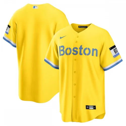 Maillot réplique Nike City Connect 2021 des Red Sox de Boston - Or/Bleu clair