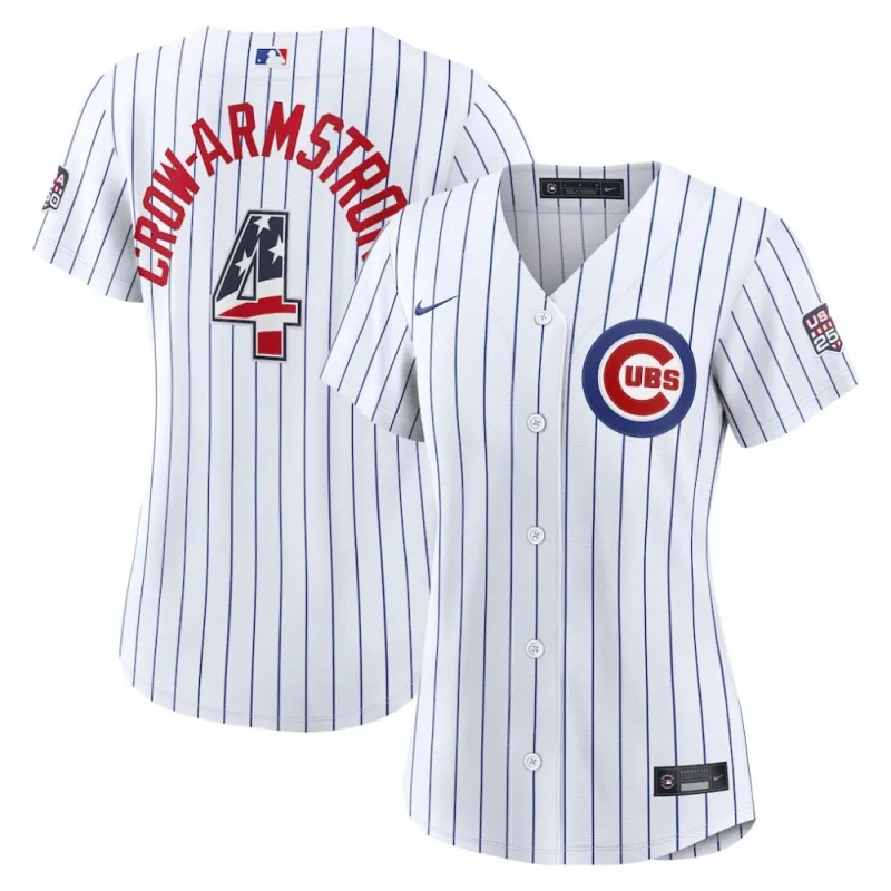 Pete Crow-Armstrong Chicago Cubs Nike Women’s USA 250 Fourth of July Home Stadium Jersey – White