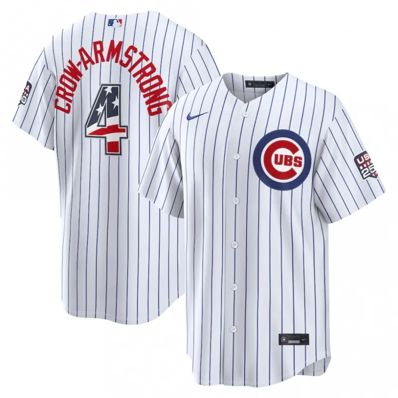Pete Crow-Armstrong Chicago Cubs Nike USA 250 Fourth of July Home Stadium Jersey – White