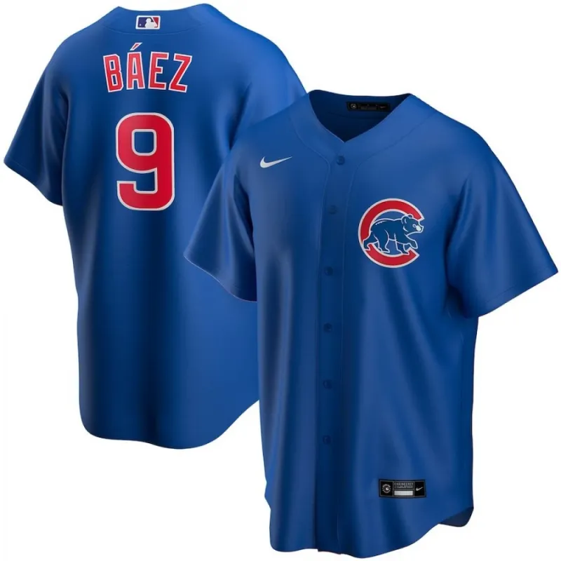 Maglia Chicago Cubs Javier Baez #9 Nike Royal Alternate Player Uomo