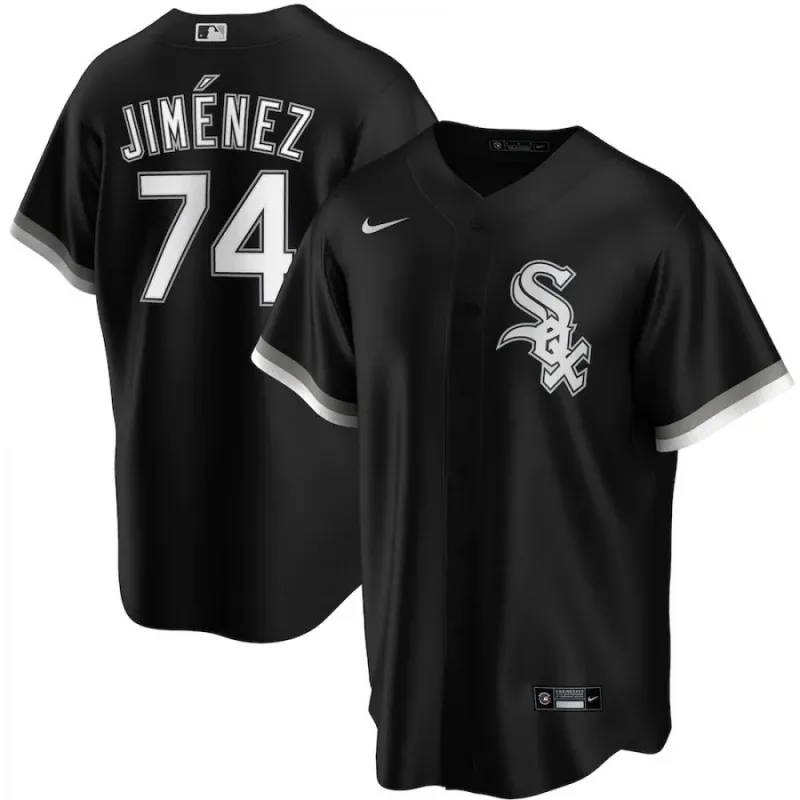 Maglia da uomo Chicago White Sox Eloy Jimenez #74 Nike Black Alternate