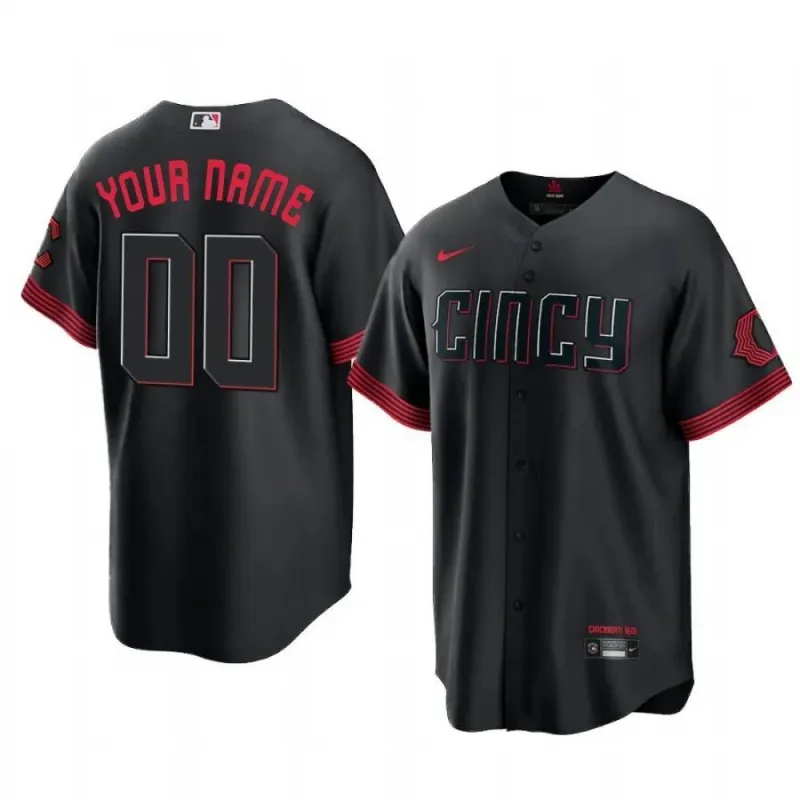 Cincinnati Reds Nike 2023 City Connect Replica Spieler-Trikot nach Maß – Schwarz