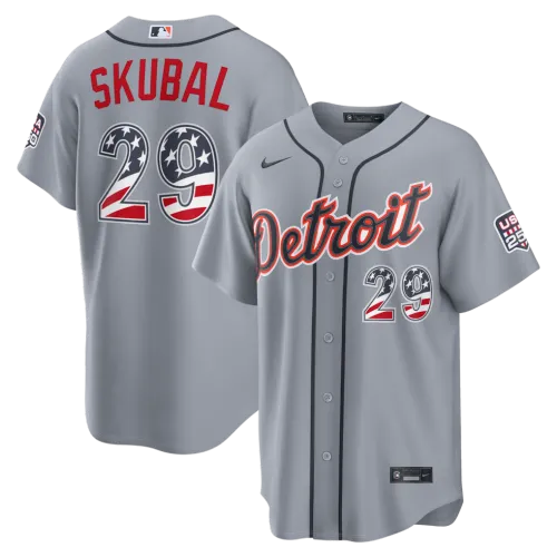 Tarik Skubal Detroit Tigers Nike USA 250 Fourth of July Road Stadium Jersey - Gray