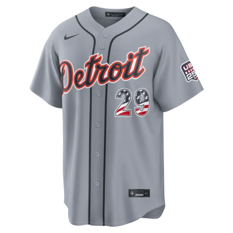 Tarik Skubal Detroit Tigers Nike USA 250 Fourth of July Road Stadium Jersey – Gray