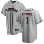 Hommes Houston Astros Carlos Correa #1 Nike Gray Road Home 2020 Jersey