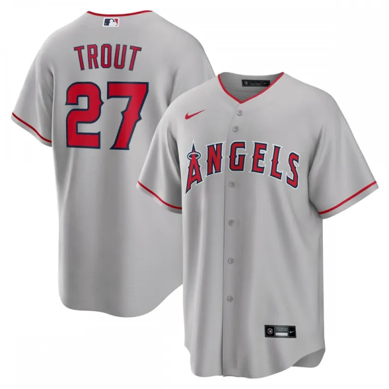 Mike Trout Los Angeles Angels Nike Road Replica Player Name Jersey – Silver