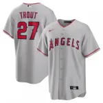 Camiseta de réplica Nike de Mike Trout (Los Ángeles Angels) con el nombre del jugador - Plata