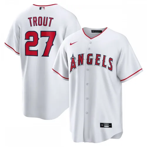 Maillot Nike réplique domicile de Mike Trout des Angels de Los Angeles avec son nom - Blanc