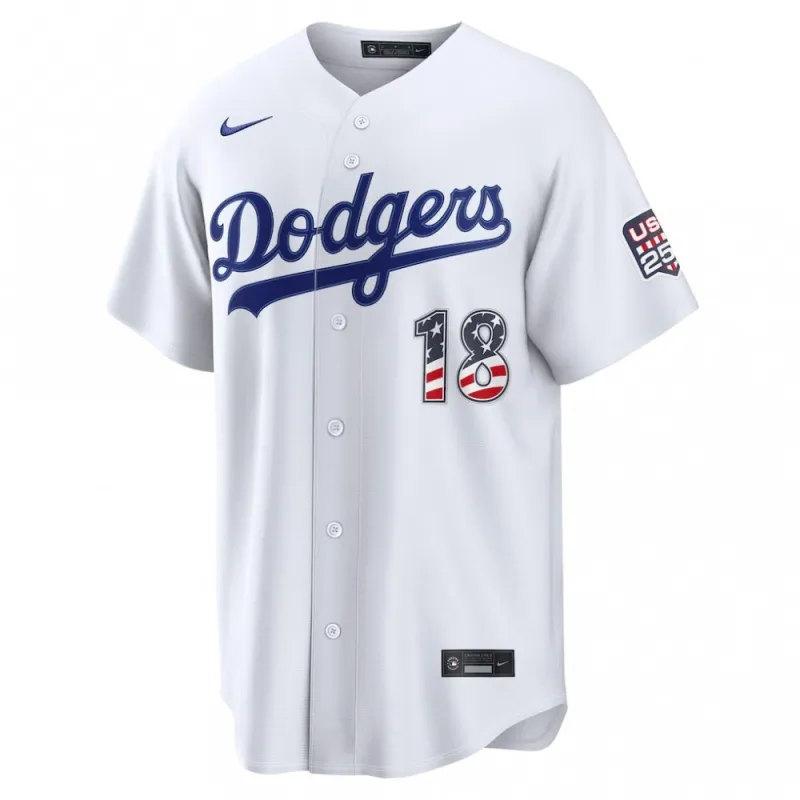 Yoshinobu Yamamoto Los Angeles Dodgers Nike USA 250 Fourth of July Home Stadium Jersey – White