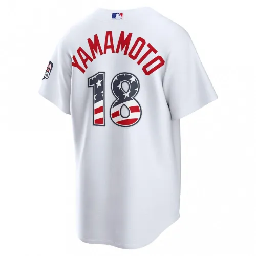 Yoshinobu Yamamoto Los Angeles Dodgers Nike USA 250 Fourth of July Home Stadium Jersey – White