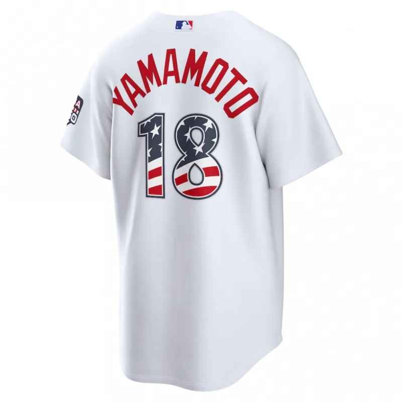 Yoshinobu Yamamoto Los Angeles Dodgers Nike USA 250 Fourth of July Home Stadium Jersey – White