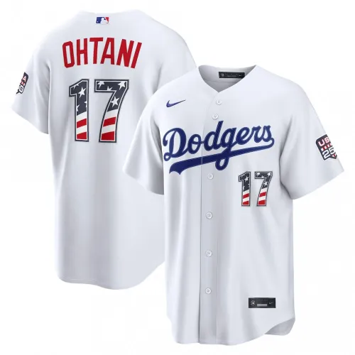 Maglia da casa Nike USA 250 di Shohei Ohtani dei Los Angeles Dodgers per il 4 luglio - Bianca