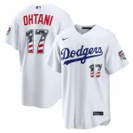 Shohei Ohtani Los Angeles Dodgers Nike USA 250 Fourth of July Home Stadium Jersey - White Shohei Ohtani Los Angeles Dodgers Nike USA 250 Fourth of July Home Stadium Jersey – White