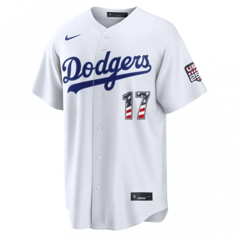 Shohei Ohtani Los Angeles Dodgers Nike USA 250 Fourth of July Home Stadium Jersey – White