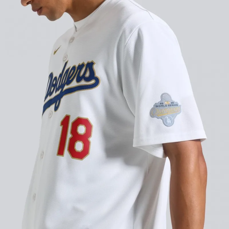 Yoshinobu Yamamoto Los Angeles Dodgers Nike 2026 Gold Collection Kanji Stadium Jersey – White